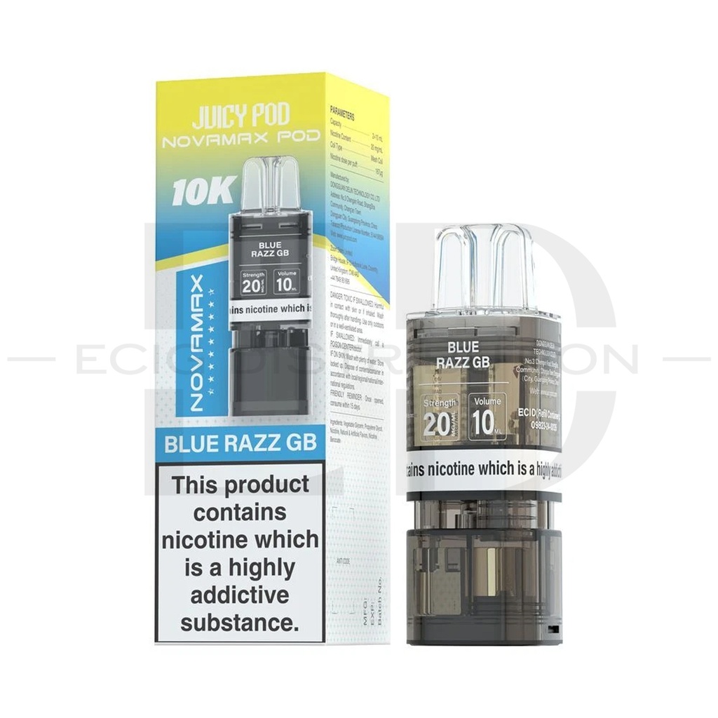Juicy Pod Novamax 10K Refillable Pod - Blue Razz GB