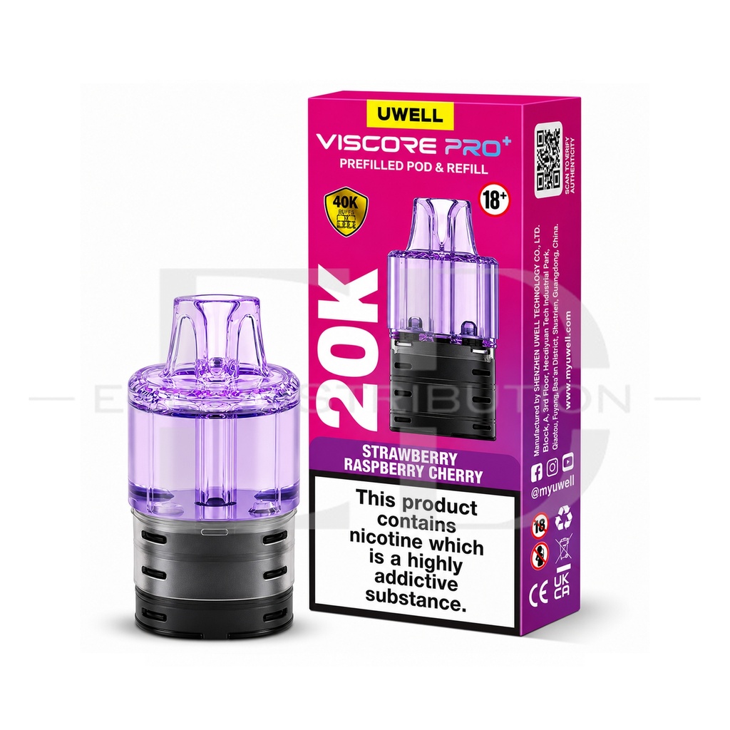 Uwell Viscore Pro+ Refillable Pod - Strawberry Raspberry Cherry 20MG