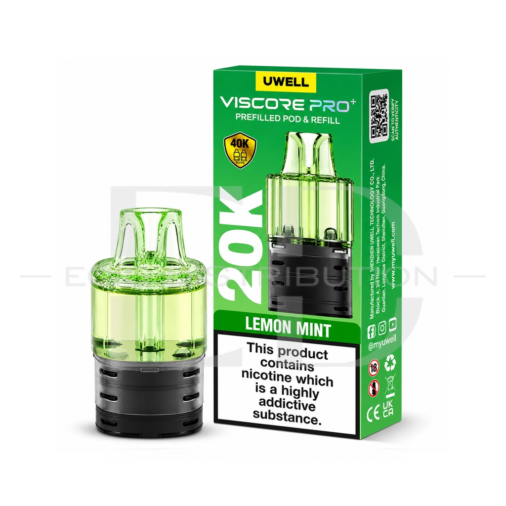 Uwell Viscore Pro+ Refillable Pod - Lemon Mint 20MG