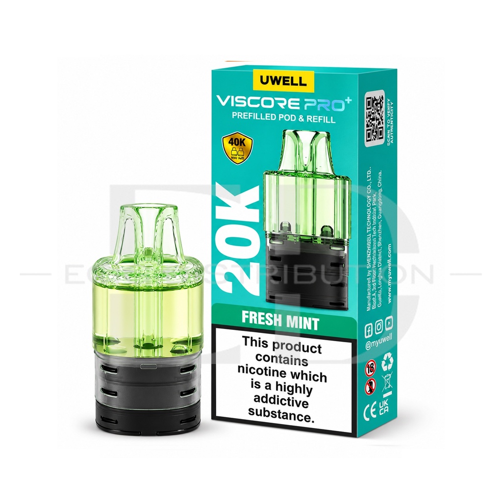 Uwell Viscore Pro+ Refillable Pod - Fresh Mint 20MG