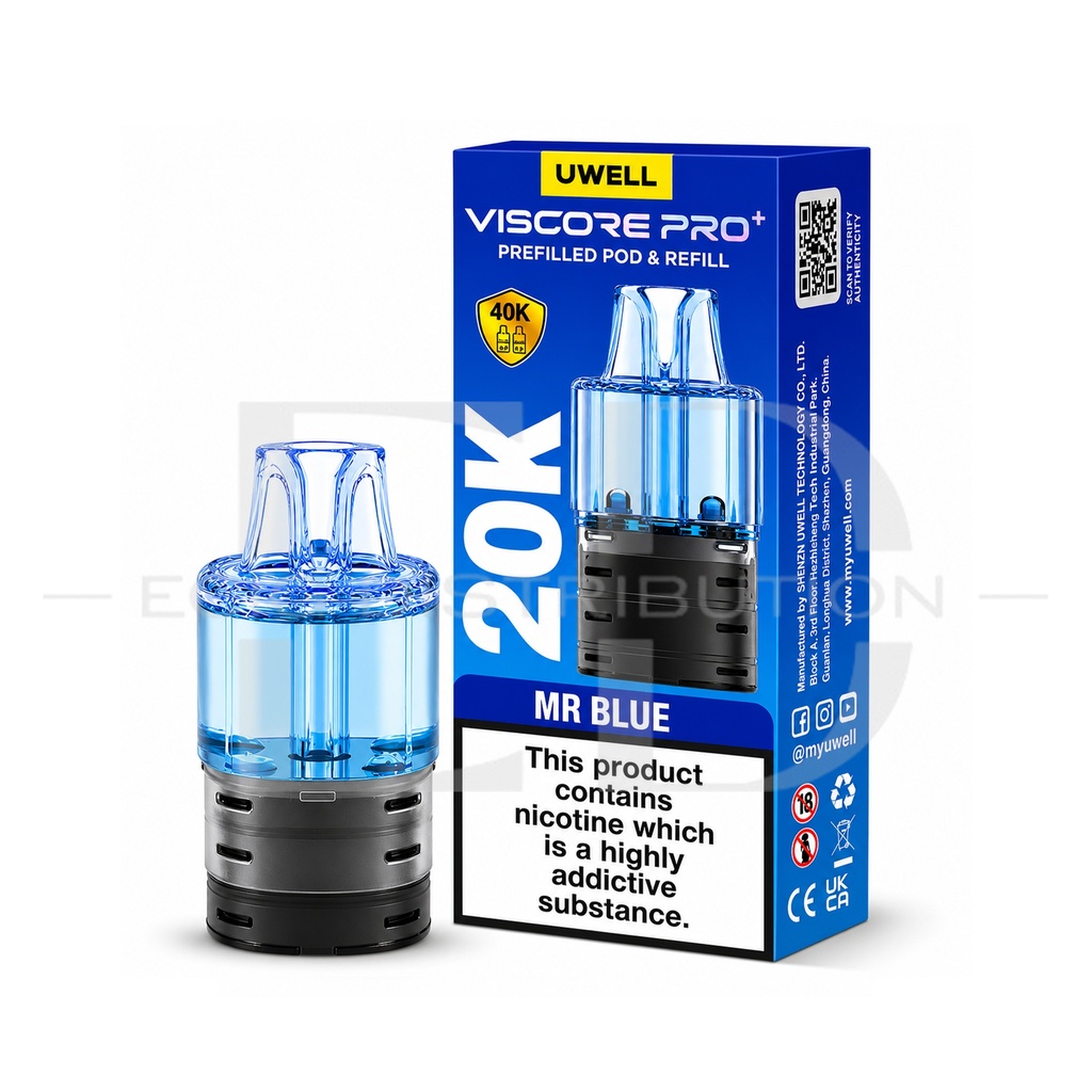 Uwell Viscore Pro+ Refillable Pod - Mr Blue 20MG