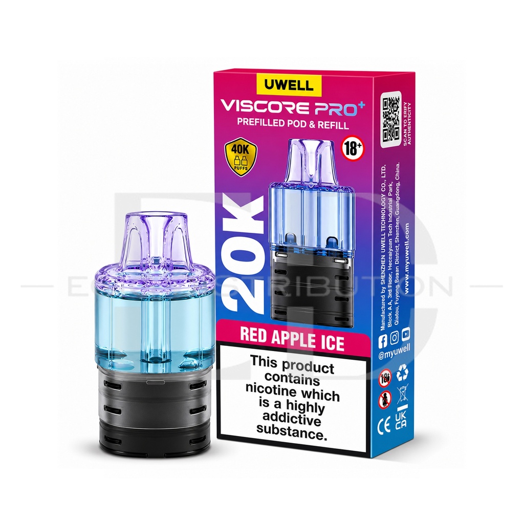 Uwell Viscore Pro+ Refillable Pod - Red Apple Ice 20MG