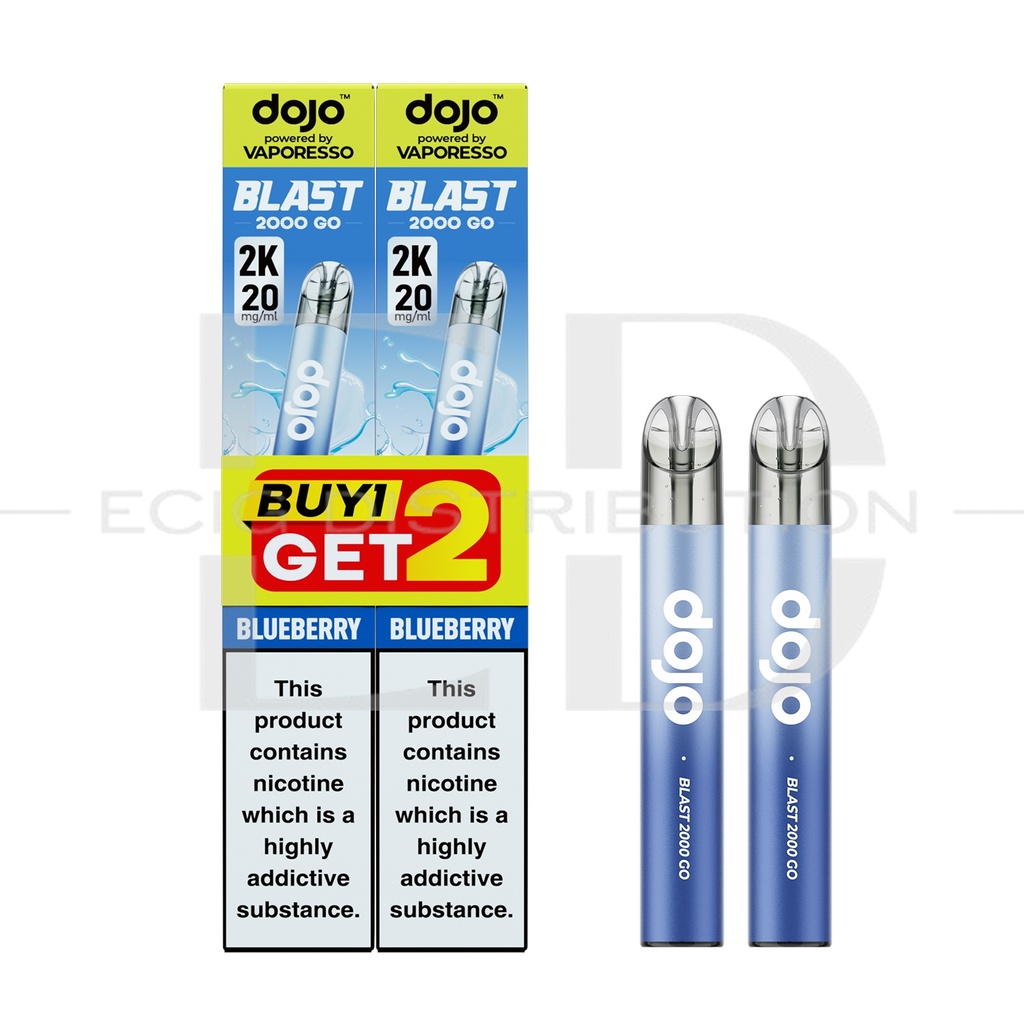 Vaporesso Dojo Blast 2000 Go Transparent Pod Kit Bundle - Blueberry 20MG
