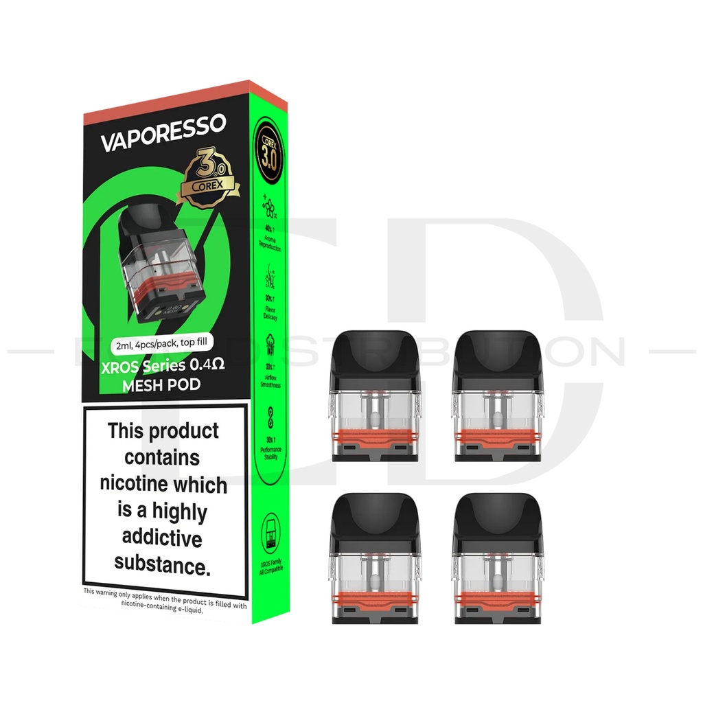 Vaporesso XRos Corex 3.0 Version Mesh Refillable Pod 4Pcs/Pack - 0.4 Ohm