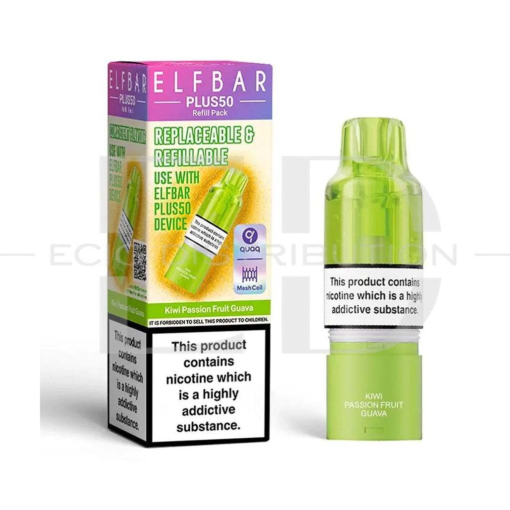 Elfbar Plus50 Refillable Pod - Kiwi Passion Fruit Guava