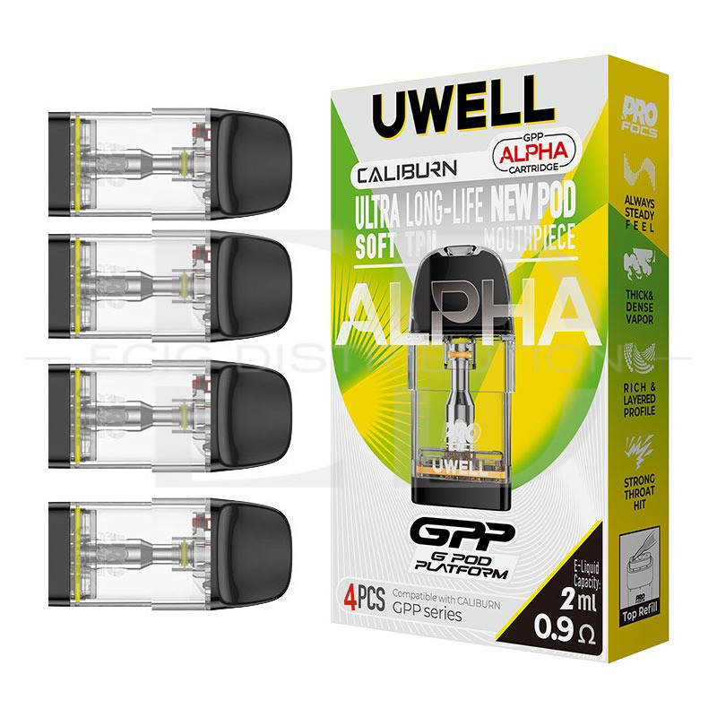 Uwell Caliburn GPP Alpha Coil Cartridge Top Refill 4Pcs/Pack - 0.9 Ohm 
