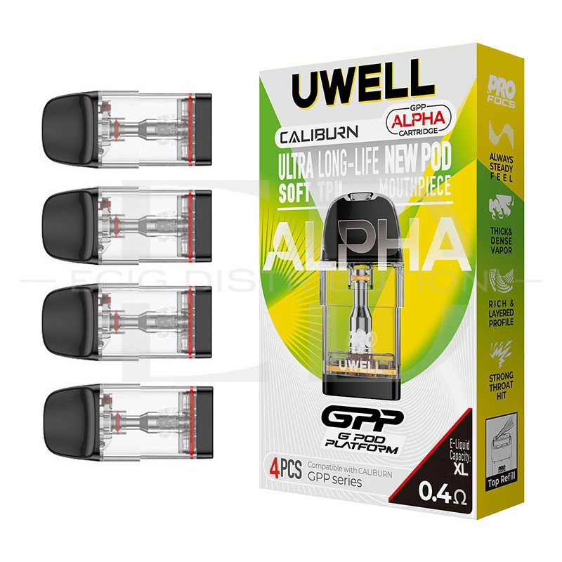 Uwell Caliburn GPP Alpha Coil Cartridge Top Refill 4Pcs/Pack - 0.4 Ohm XL