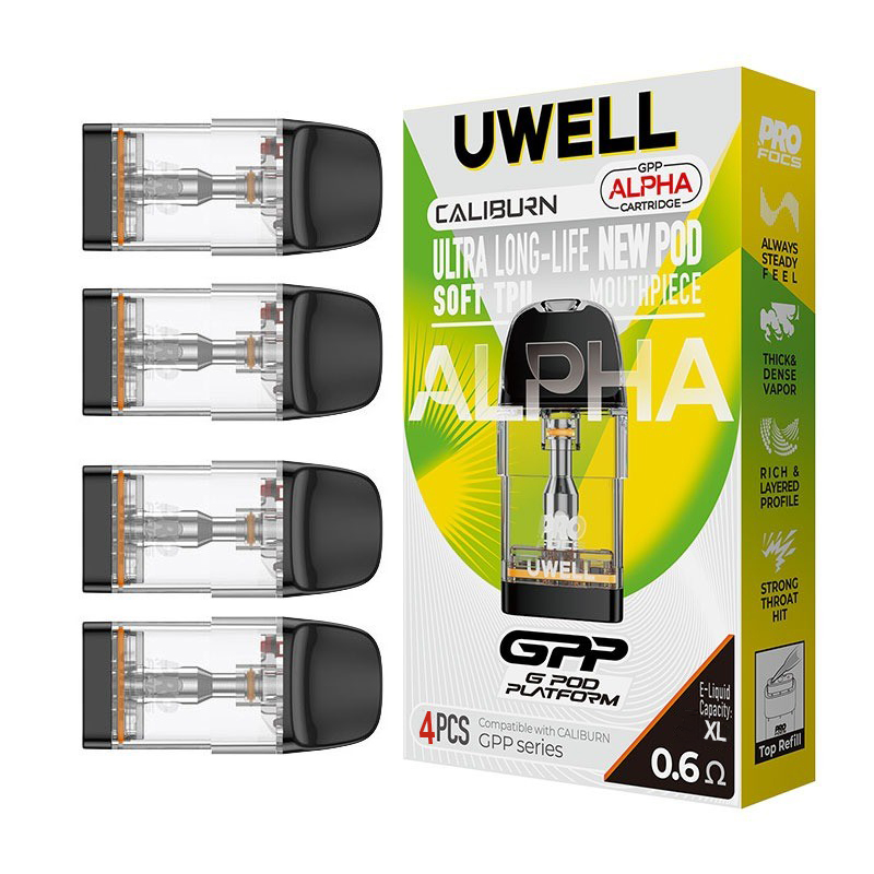 Uwell Caliburn GPP Alpha Coil Cartridge Top Refill 4Pcs/Pack - 0.6 Ohm XL
