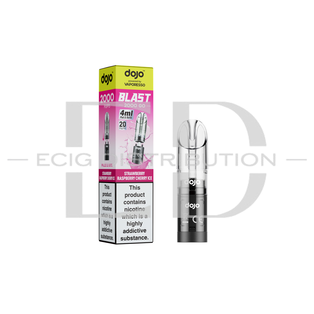 Vaporesso Dojo Blast 2000 Go Transparent Pod - Strawberry Raspberry Cherry Ice 20MG