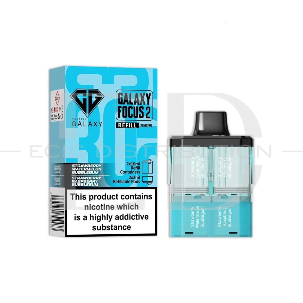 Crystal Galaxy Focus 2 30K Refillable Pod - Strawberry Watermelon Bubblegum / Strawberry Raspberry Bubblegum 20MG