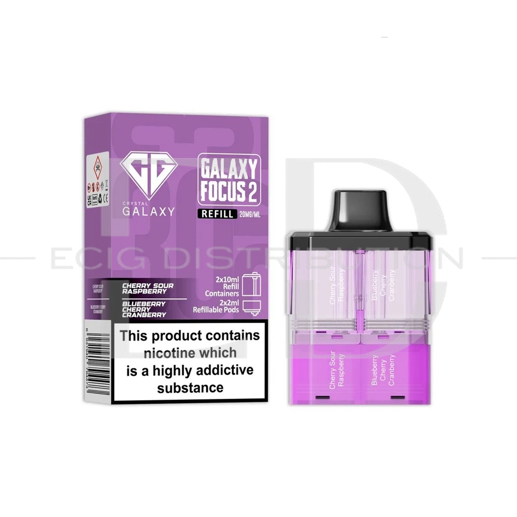 Crystal Galaxy Focus 2 30K Refillable Pod - Cherry Sour Raspberry / Blueberry Cherry Cranberry 20MG