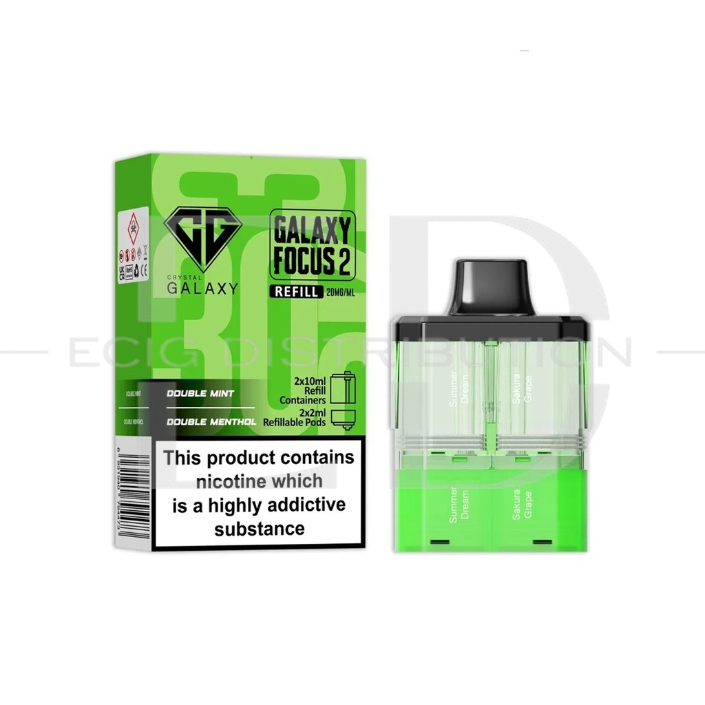 Crystal Galaxy Focus 2 30K Refillable Pod - Double Mint / Double Menthol 20MG