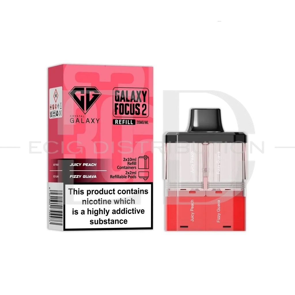 Crystal Galaxy Focus 2 30K Refillable Pod - Juicy Peach / Fizzy Guava 20MG