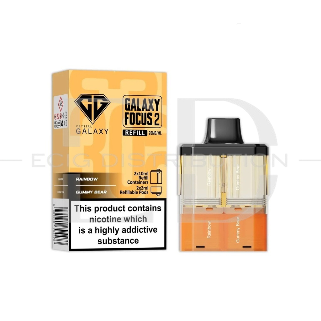 Crystal Galaxy Focus 2 30K Refillable Pod - Rainbow / Gummy Bear 20MG