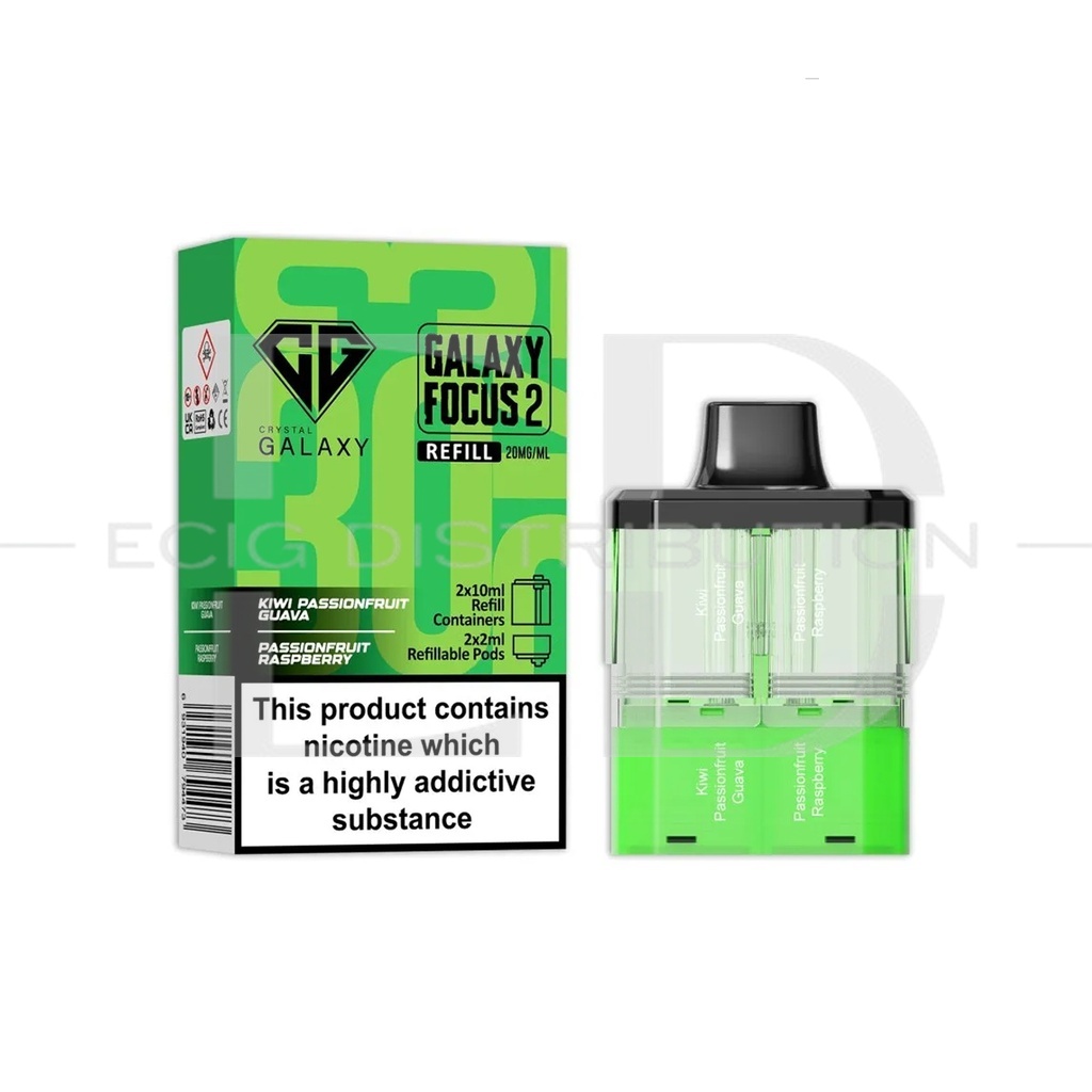 Crystal Galaxy Focus 2 30K Refillable Pod - Kiwi Passion Fruit Guava / Passion Fruit Raspberry 20MG