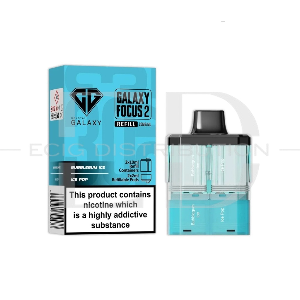 Crystal Galaxy Focus 2 30K Refillable Pod - Bubblegum Ice / Ice Pop 20MG