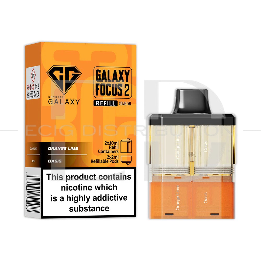Crystal Galaxy Focus 2 30K Refillable Pod - Oasis / Orange Lime 20MG