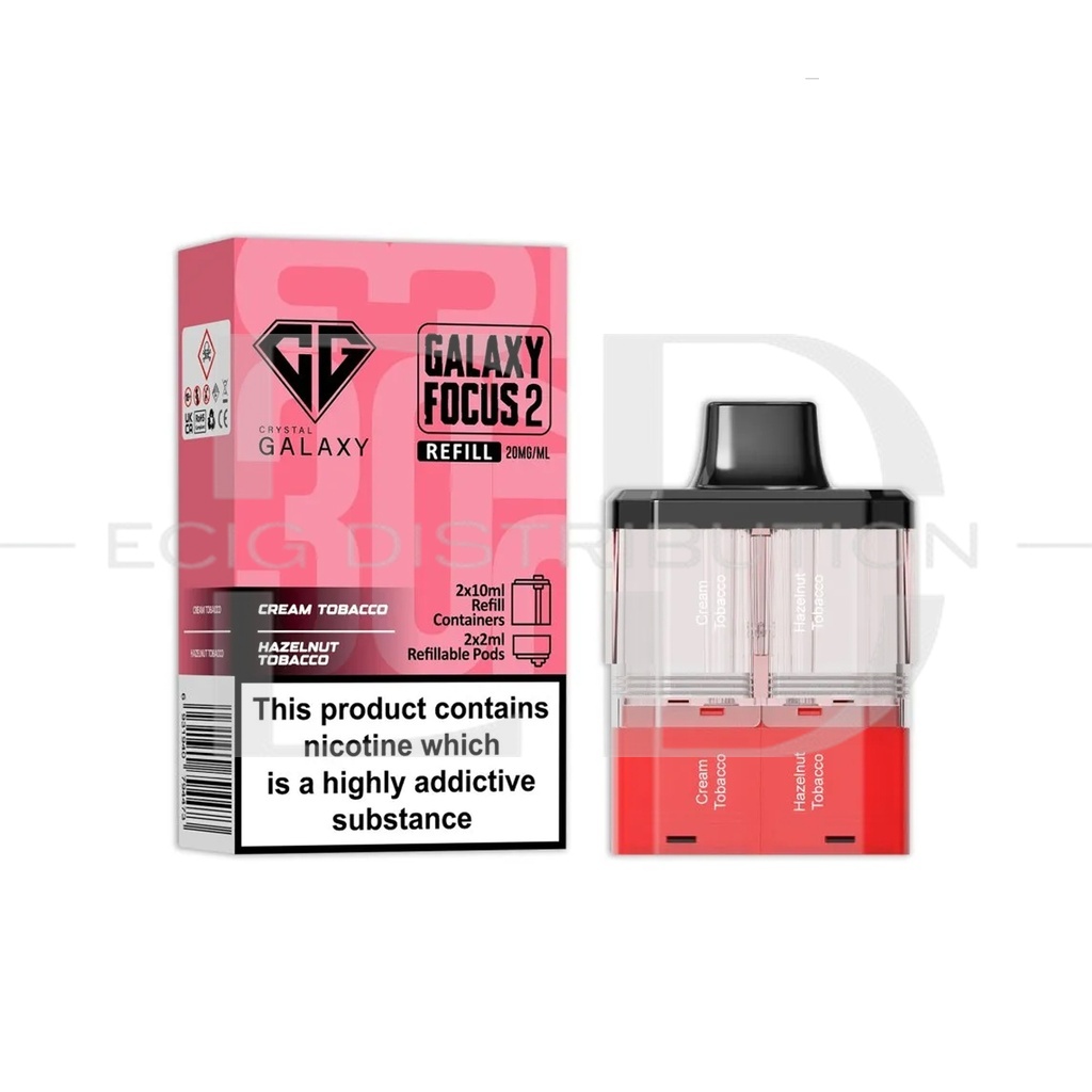 Crystal Galaxy Focus 2 30K Refillable Pod - Cream Tobacco / Hazelnut Tobacco 20MG