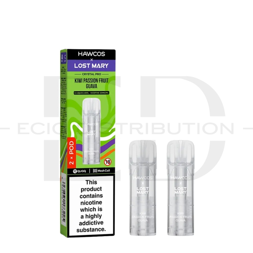 Lost Mary Hawcos Crystal Pro Refillable Pod 2Pcs/Pack - Kiwi Passion Fruit Guava