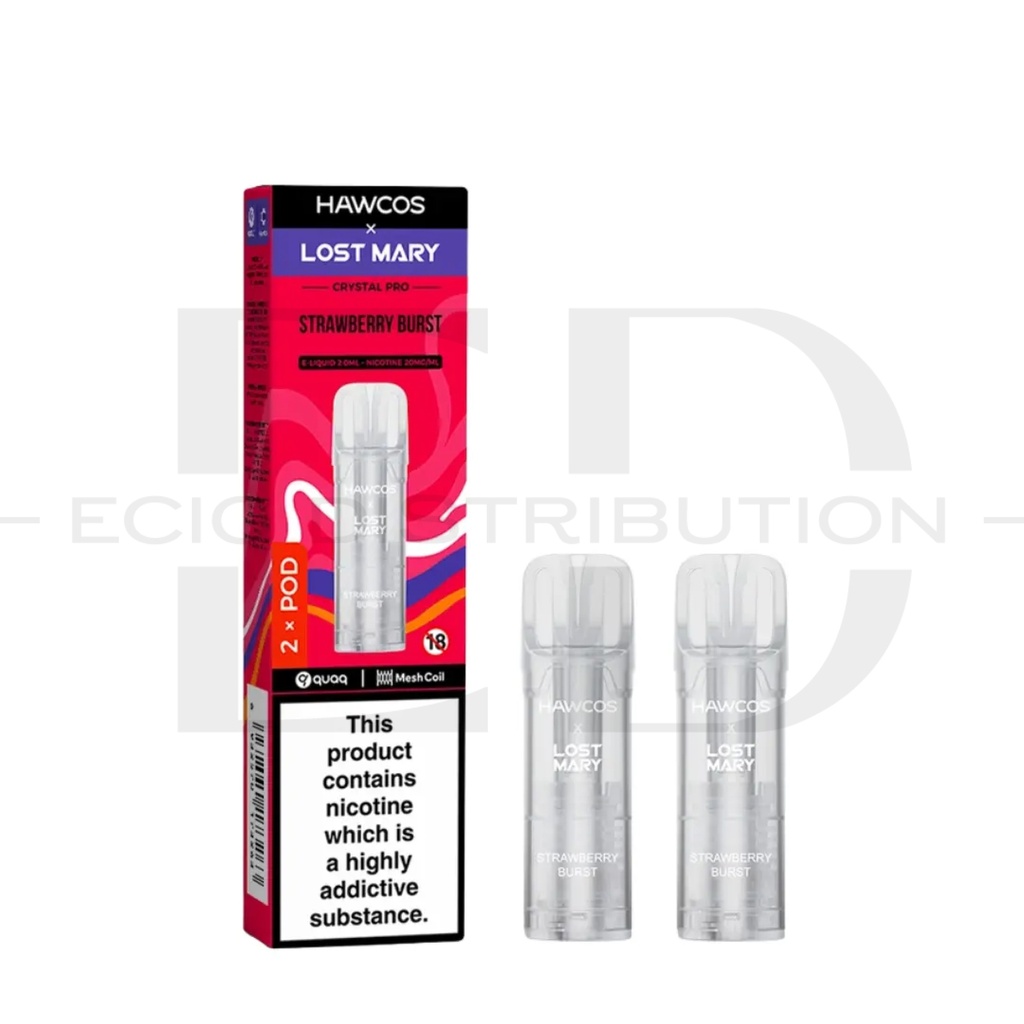 Lost Mary Hawcos Crystal Pro Refillable Pod 2Pcs/Pack - Strawberry Burst