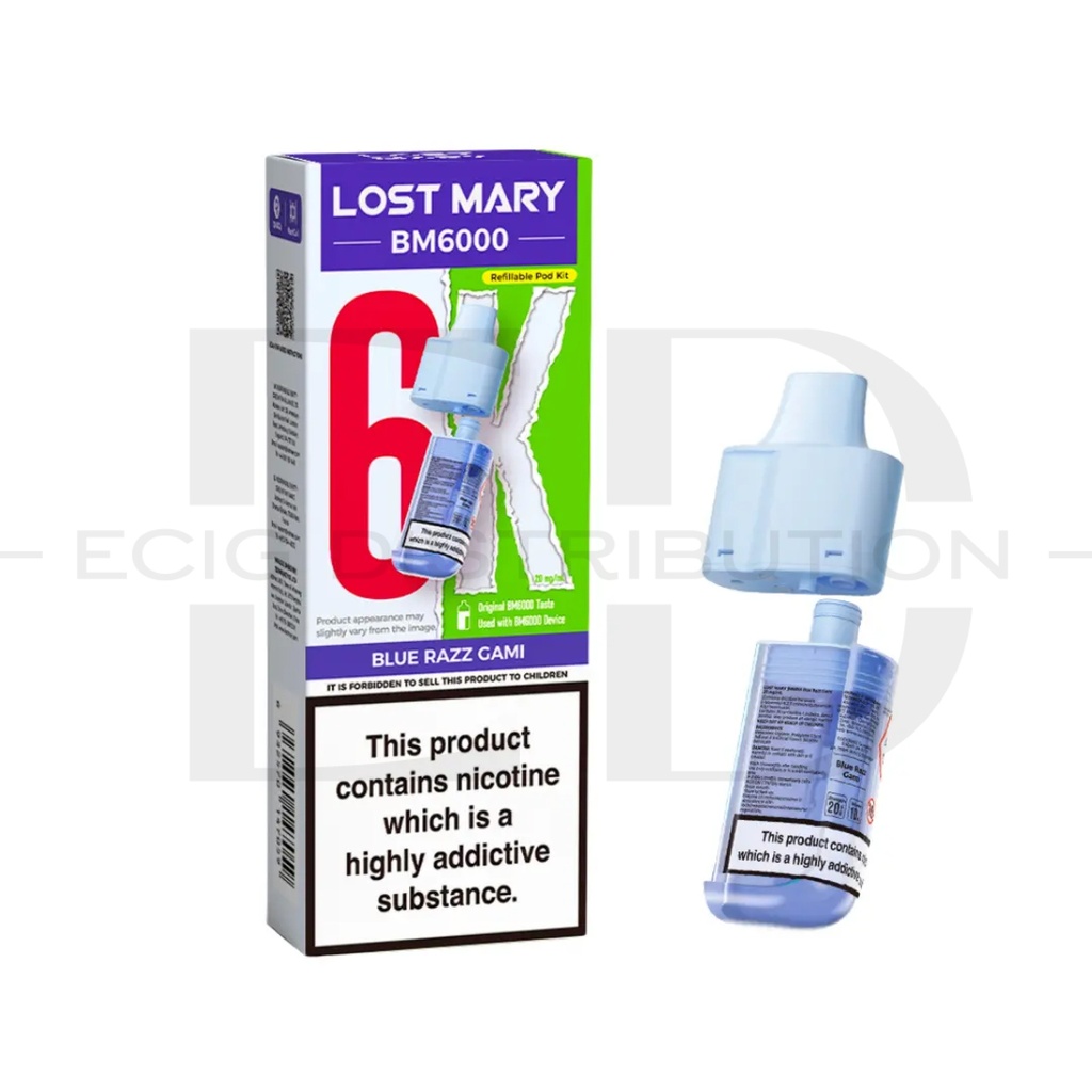 Lost Mary BM6000 Refillable Pod - Blue Razz Gami