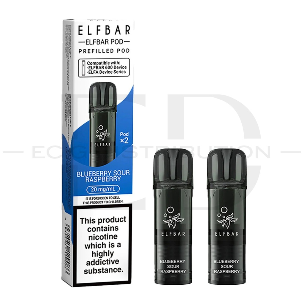 Elfbar 600 Refillable Pod 2Pcs/Pack - Blueberry Sour Raspberry