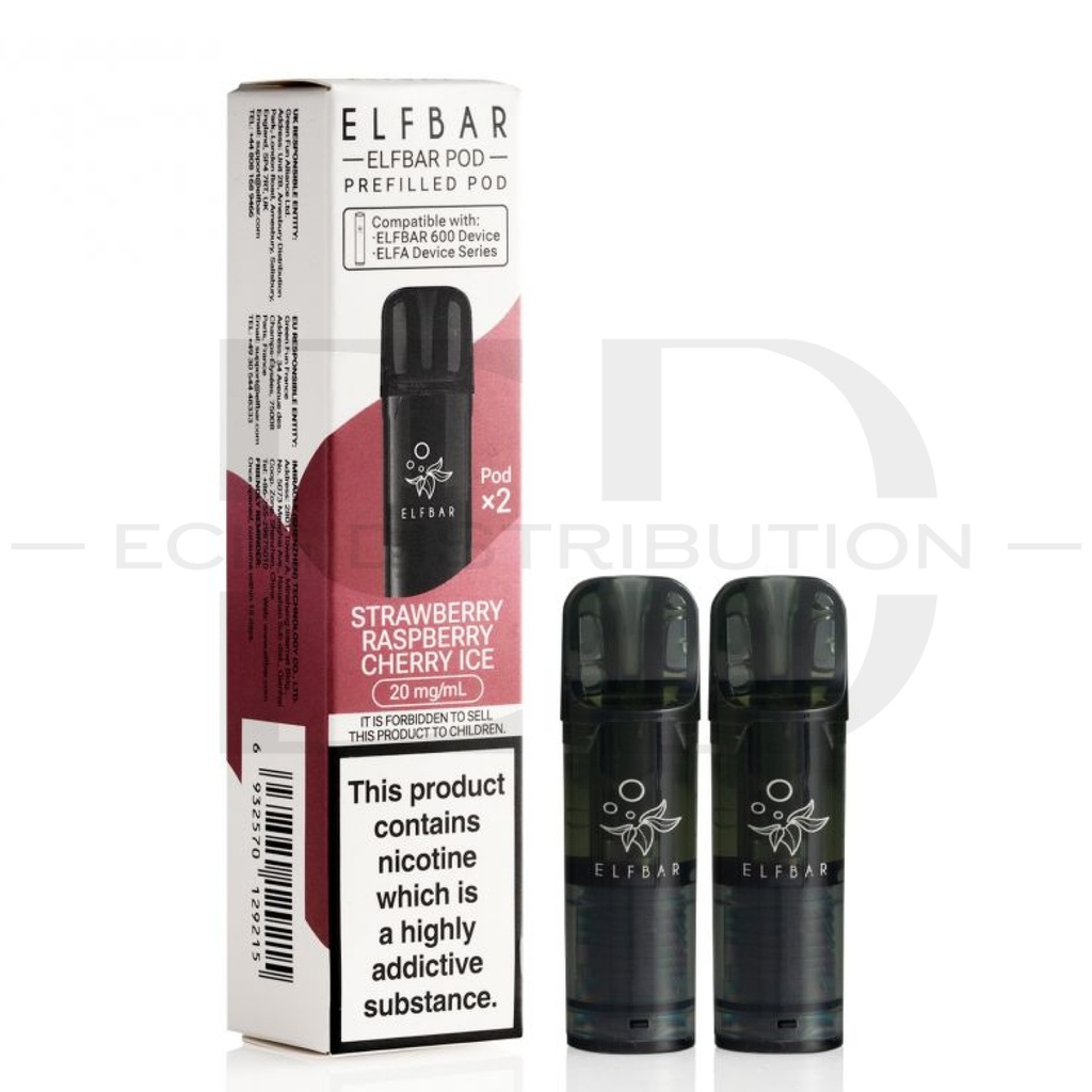 Elfbar 600 Refillable Pod 2Pcs/Pack - Strawberry Raspberry Cherry Ice