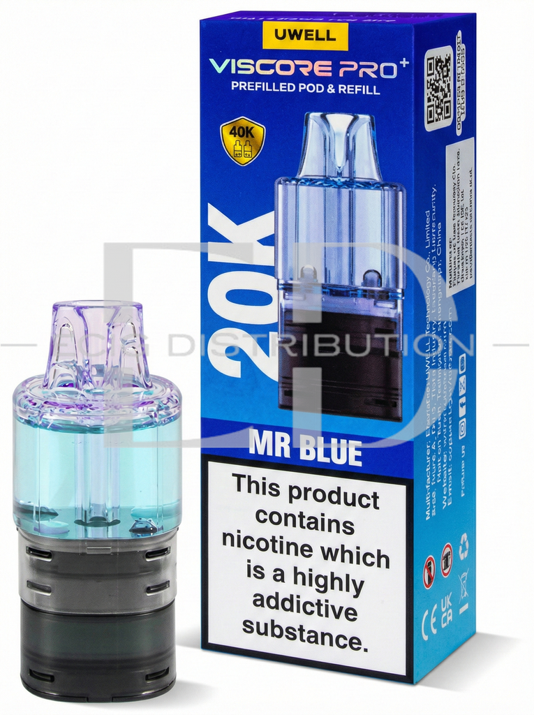 Uwell Viscore Pro+ Refillable Pod - Mr Blue 20MG