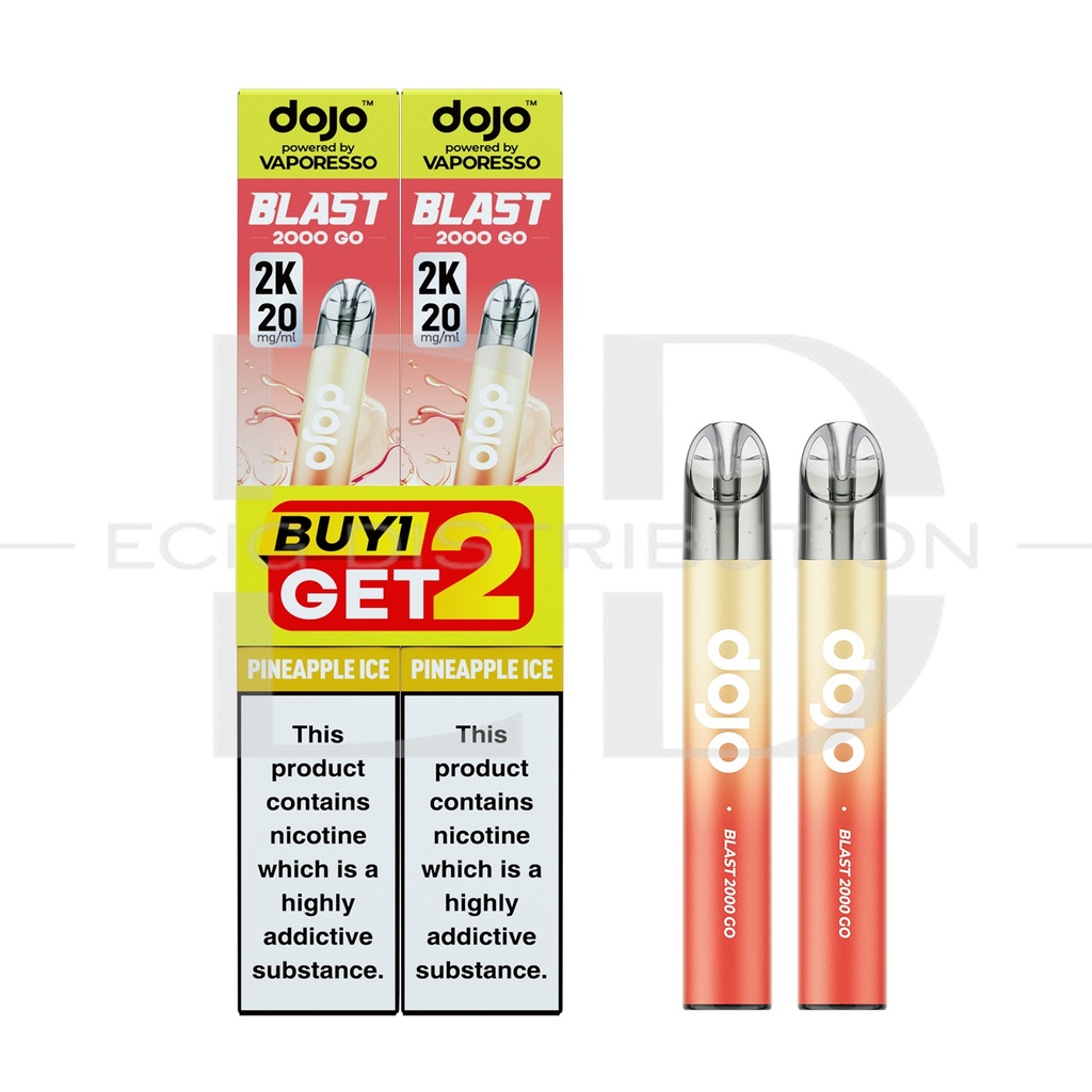 Vaporesso Dojo Blast 2000 Go Transparent Pod Kit Bundle - Pineapple Ice 20MG