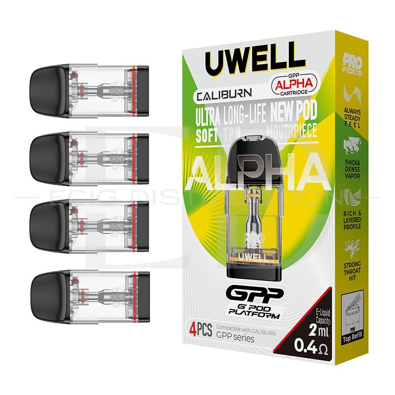 Uwell Caliburn GPP Alpha Coil Cartridge Top Refill 4Pcs/Pack - 0.4 Ohm 
