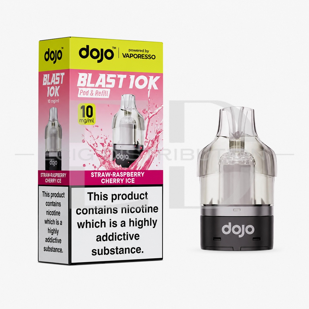 Vaporesso Dojo Blast 10/30K Refillable Pod - Straw-Raspberry Cherry Ice 10MG 