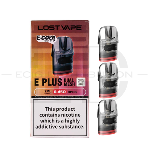[LOSVEPDMRP3Pcs/Pack-0.45OHM] Lost Vape E Plus Dual Mesh Refillable Pod 3Pcs/Pack - 0.45 Ohm