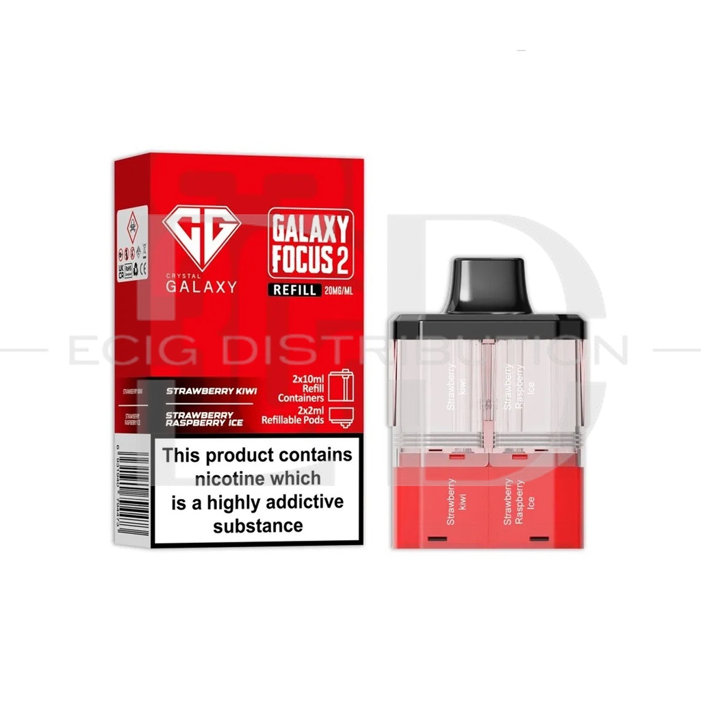 Crystal Galaxy Focus 2 30K Refillable Pod - Strawberry Kiwi / Strawberry Raspberry Ice 20MG