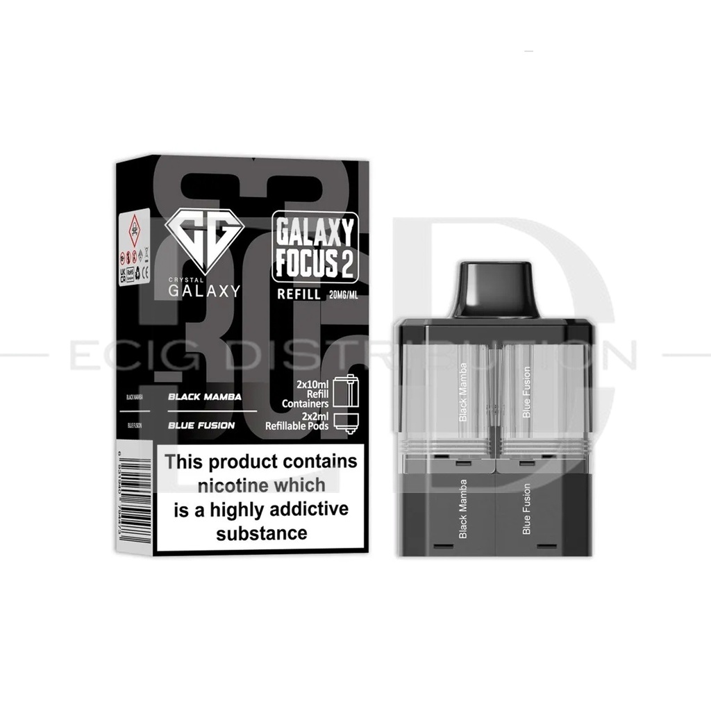 Crystal Galaxy Focus 2 30K Refillable Pod - Black Mamba / Blue Fusion 20MG