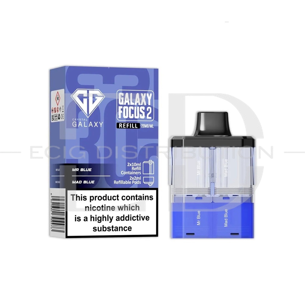 Crystal Galaxy Focus 2 30K Refillable Pod - Mr Blue / Mad Blue 20MG