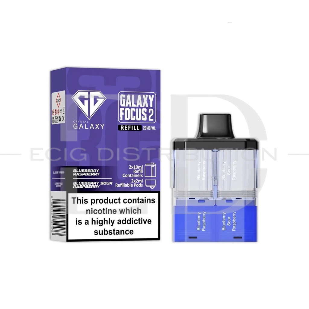 Crystal Galaxy Focus 2 30K Refillable Pod - Blueberry Raspberry / Blueberry Sour Raspberry 20MG