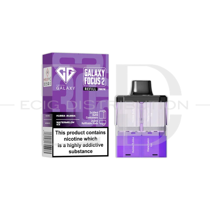 Crystal Galaxy Focus 2 30K Refillable Pod - Hubba Bubba / Watermelon Ice 20MG