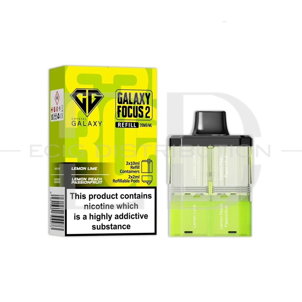 Crystal Galaxy Focus 2 30K Refillable Pod - Lemon Lime / Lemon Peach Passion Fruit 20MG